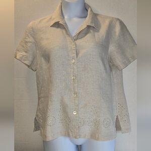 Linen Short Sleeve Shirt L